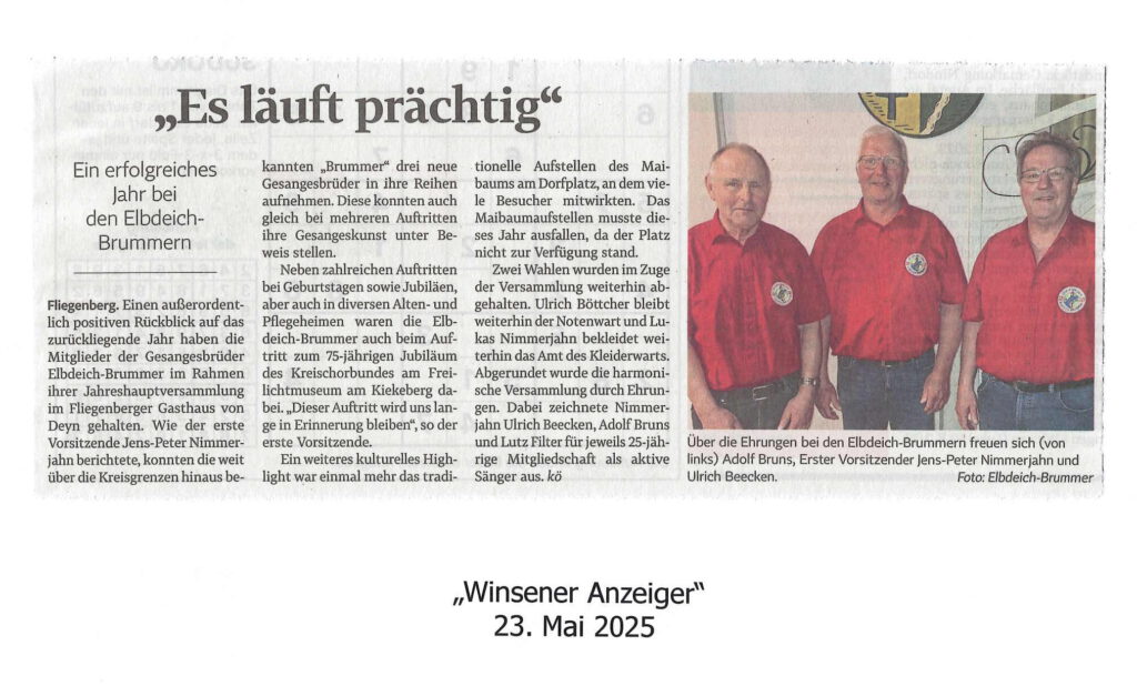 Pressebericht von der Jahreshauptversammlung am 05.04.2025